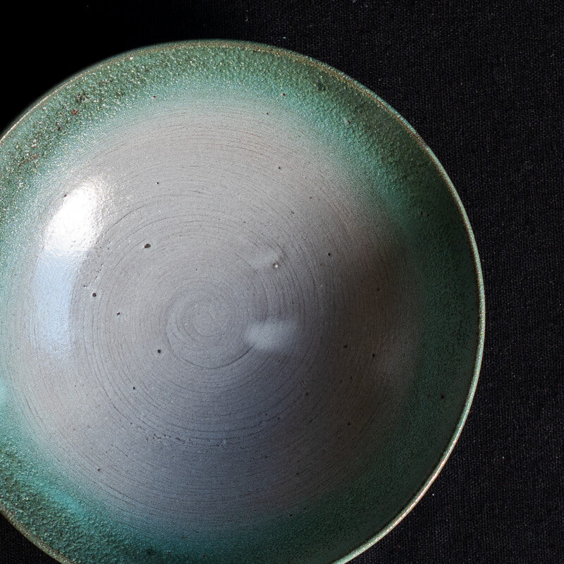 Etsushi Noguchi 5 sun bowl, green white