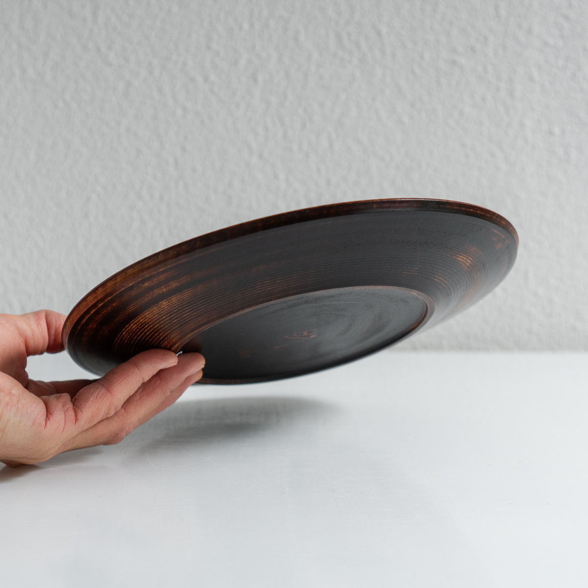 蝶野秀紀 挽きたてリムプレート 茶 22cm C