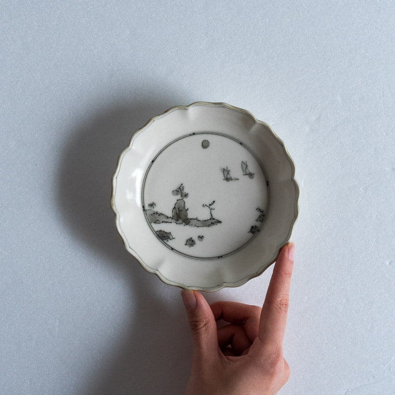 Eichi Fukuda Annan-de Ryo-ka Plate Small, Two Boats