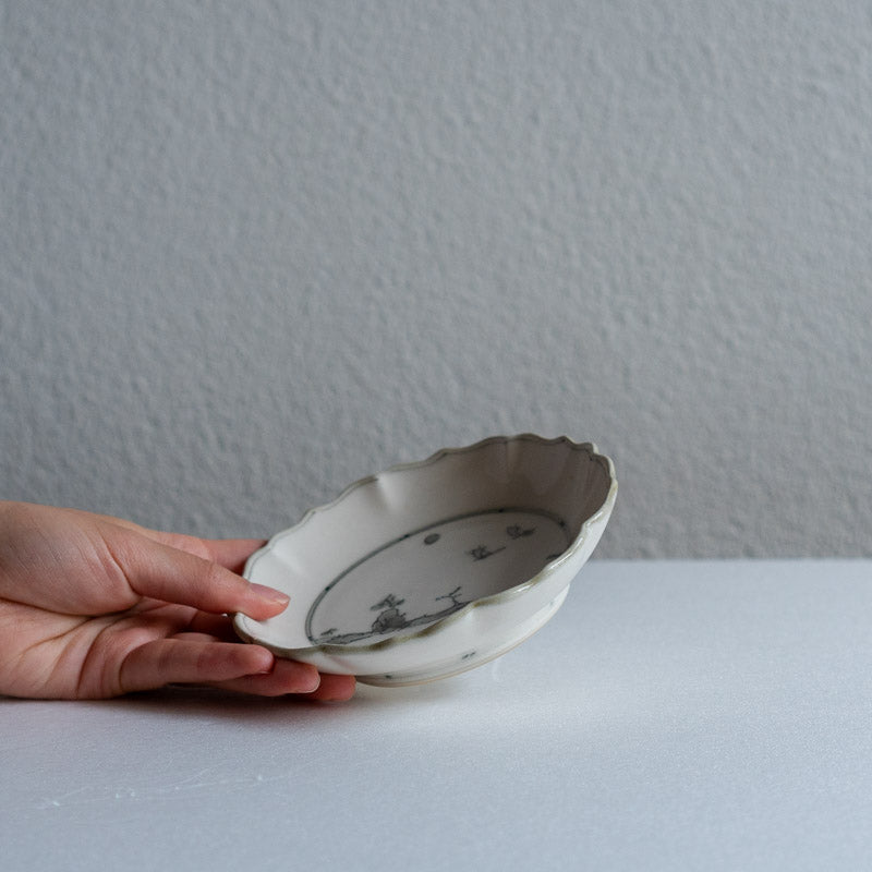 Eichi Fukuda Annan-de Ryo-ka Plate Small, Two Boats
