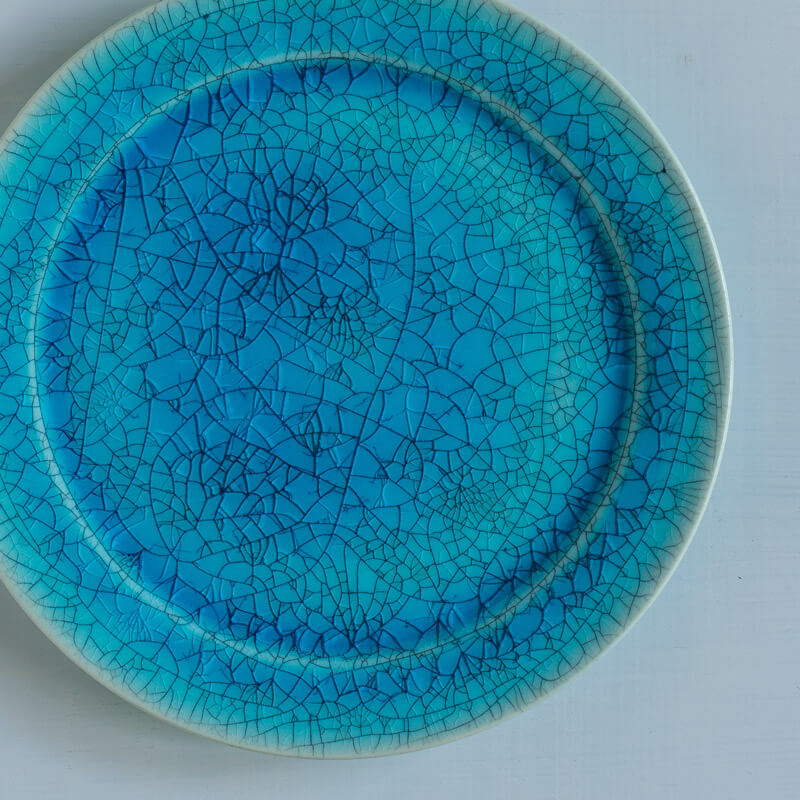 藤内紗恵子 リム皿 15cm 青