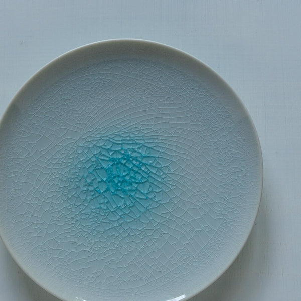 藤内紗恵子 丸皿 青