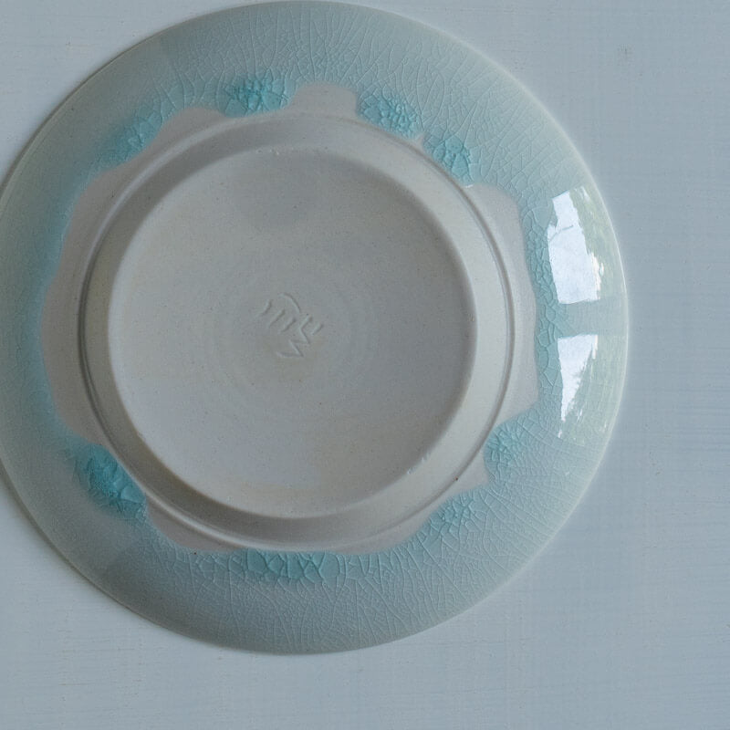 藤内紗恵子 丸皿 青
