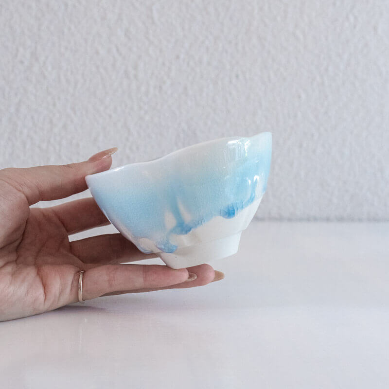 藤内紗恵子 花楕円 カップ 青