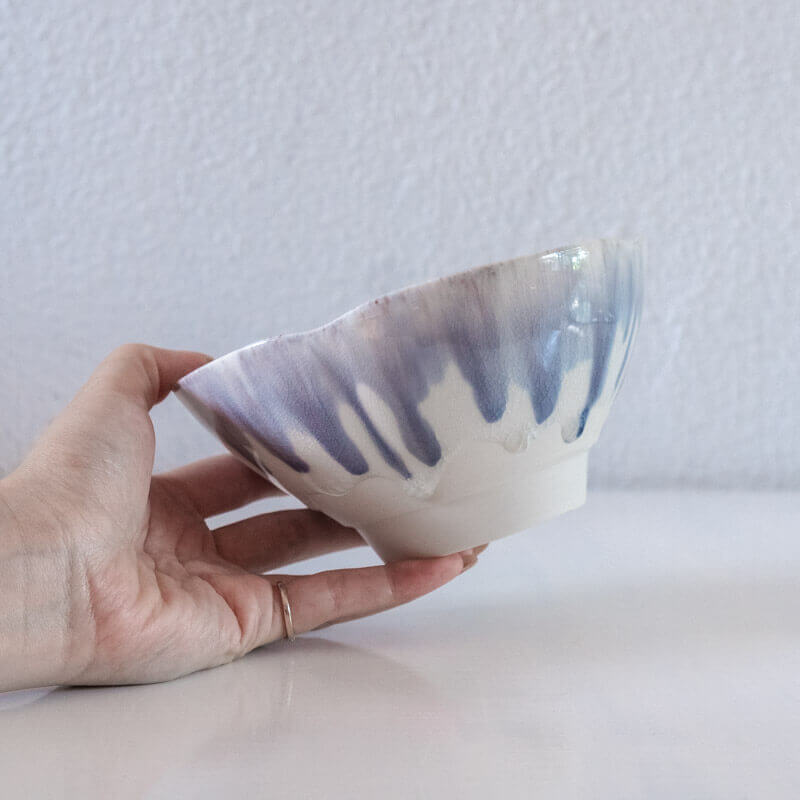 藤内紗恵子 花楕円 鉢 紫
