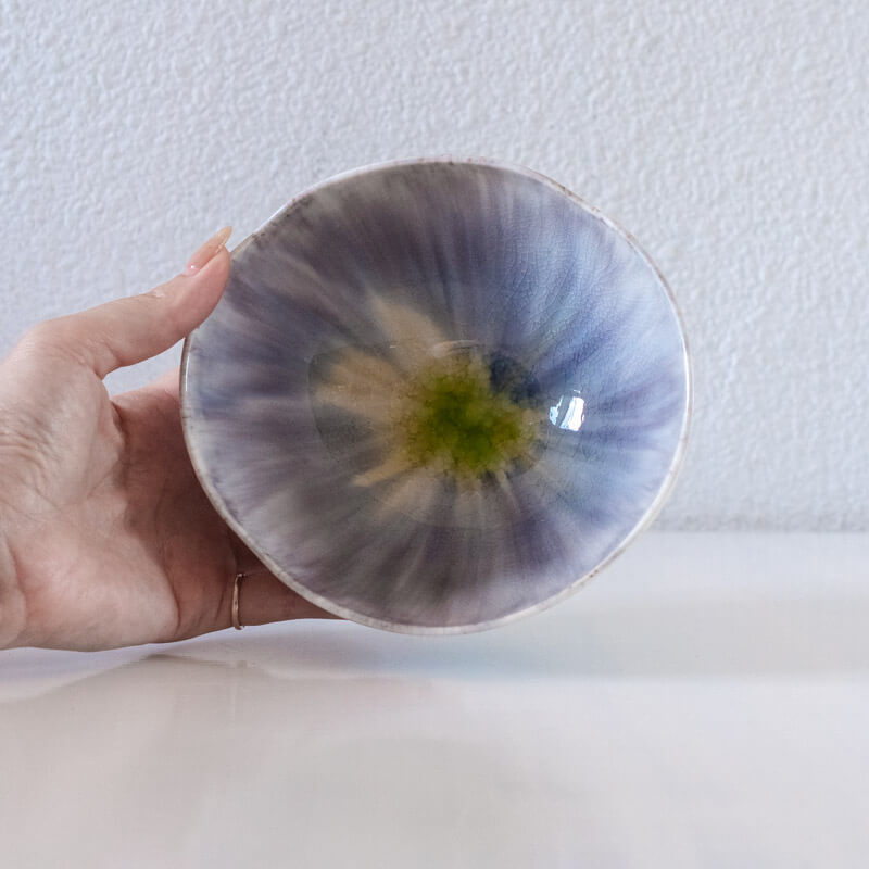 藤内紗恵子 花楕円 鉢 紫