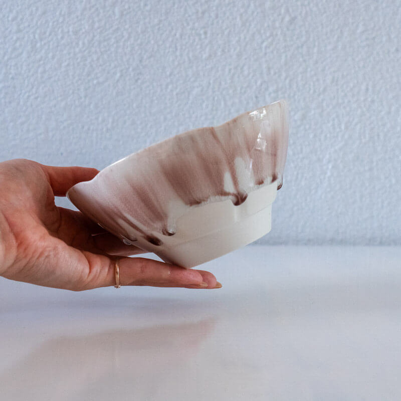 藤内紗恵子 花楕円 鉢 ピンク