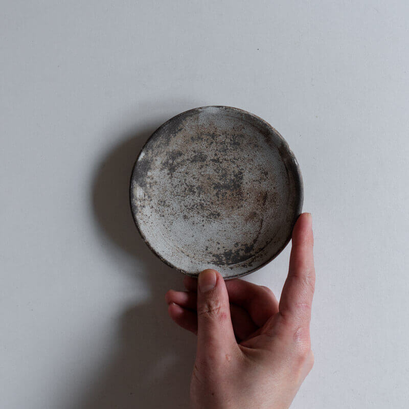 芳賀稔 剥白 皿 11cm