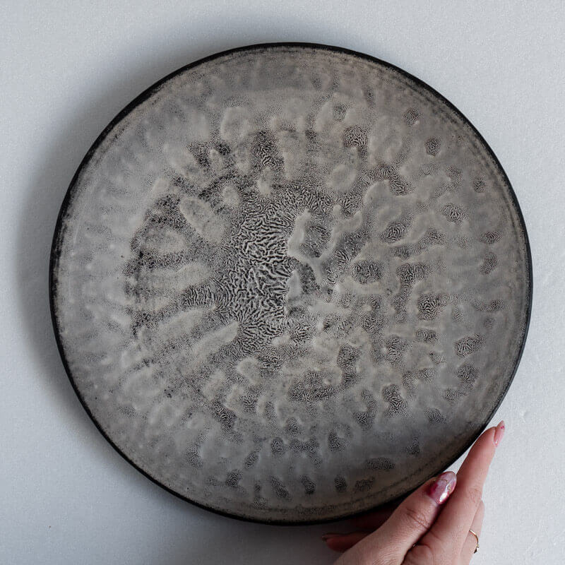 芳贺稔 黑银盘 25cm B