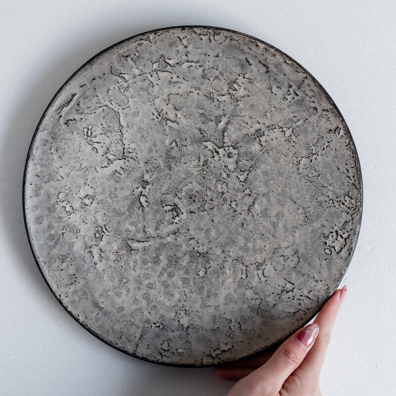 Haga Minoru Black and Silver Crustal Plate 25cm A
