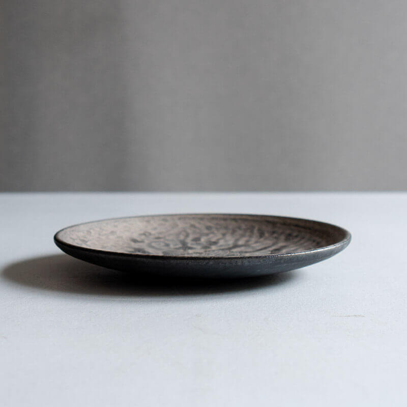 Haga Minoru Black & Silver Shallow Bowl 21cm