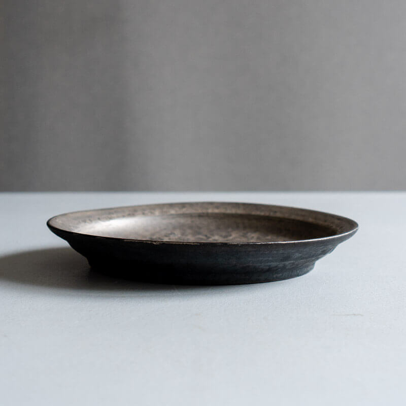 Haga Minoru Black & Silver Shallow Bowl 22cm