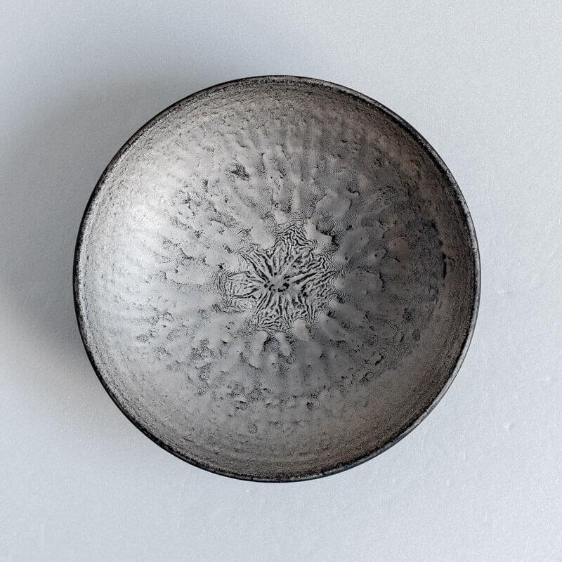 芳賀稔 黒銀 鉢 19cm