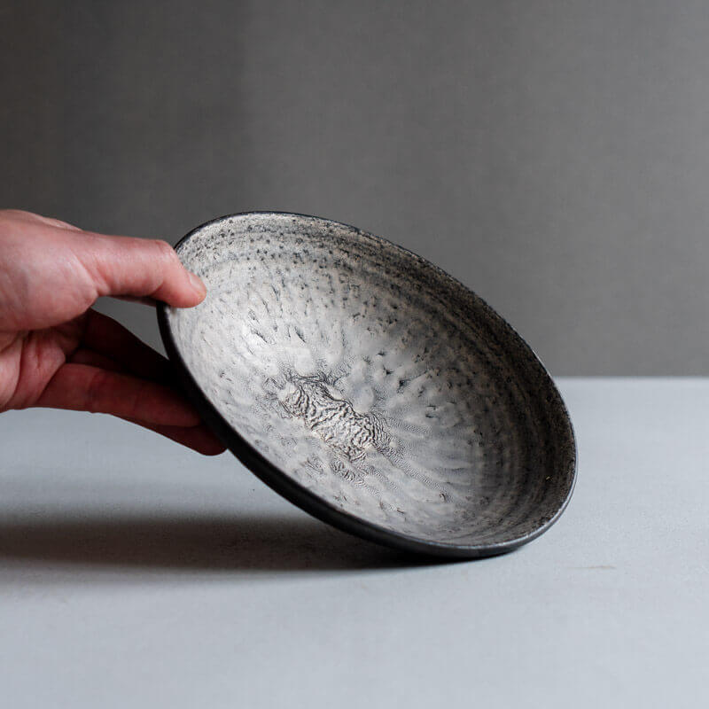 Haga Minoru Black and Silver Bowl 19cm