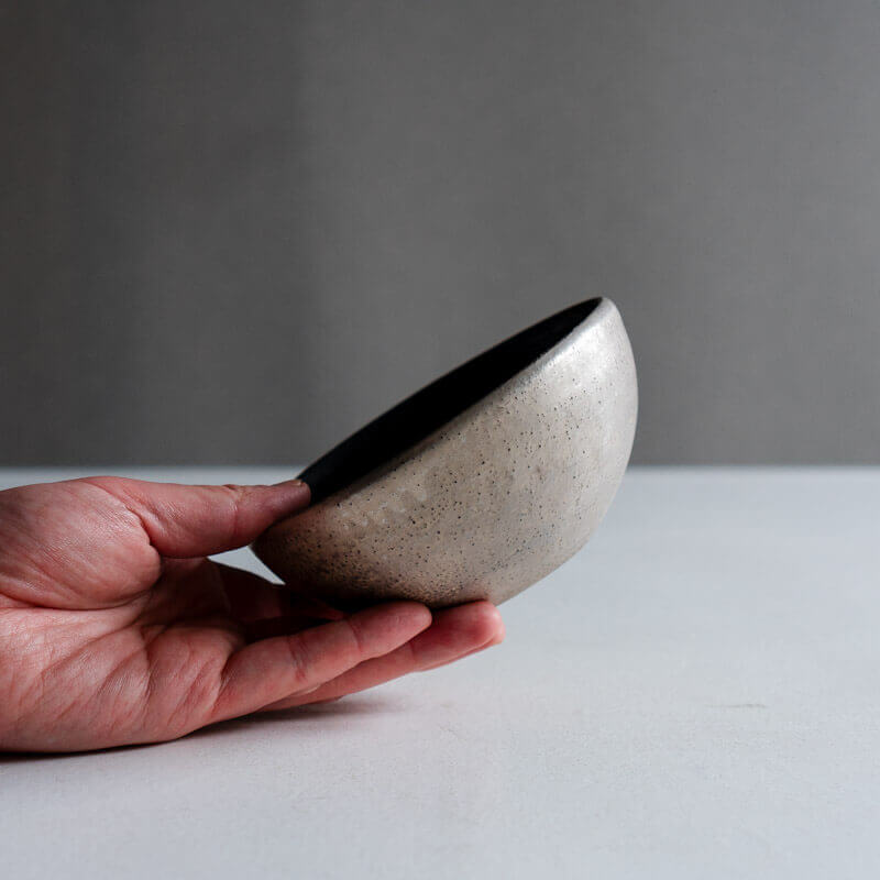 Haga Minoru Black and Silver Bowl 13cm