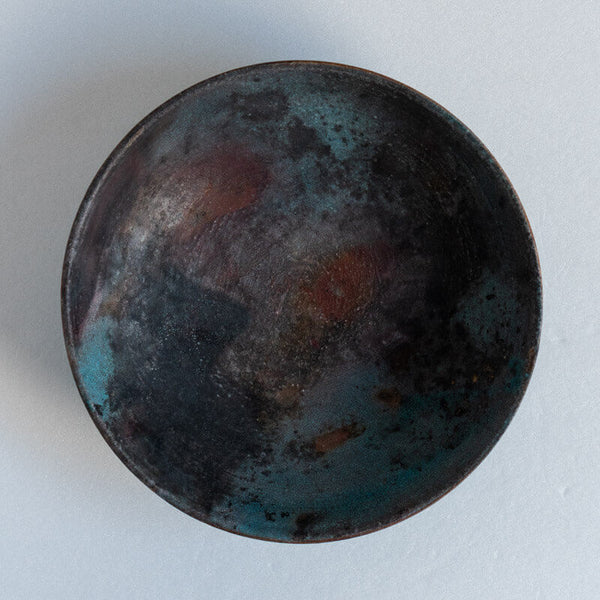 芳賀稔 埋め焼き 青 鉢 20cm C