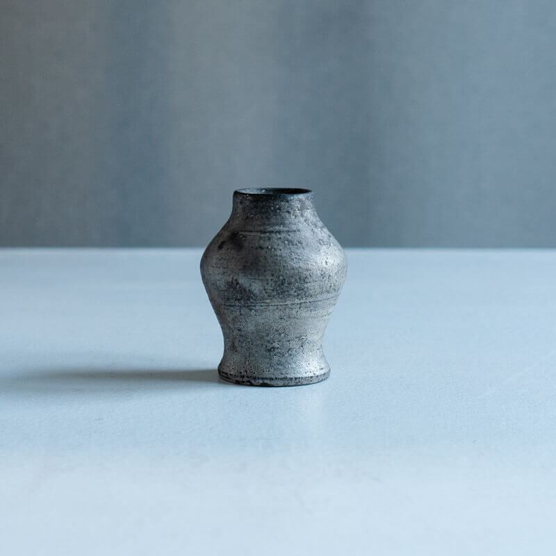 芳賀稔 埋め焼き 銀 小壺 A