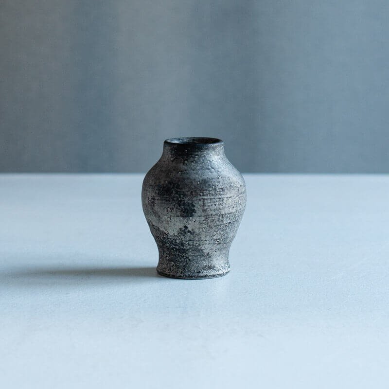 芳賀稔 埋め焼き 銀 小壺 B