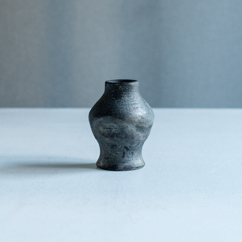 芳賀稔 埋め焼き 銀 小壺 C