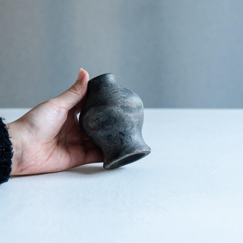 芳賀稔 埋め焼き 銀 小壺 C