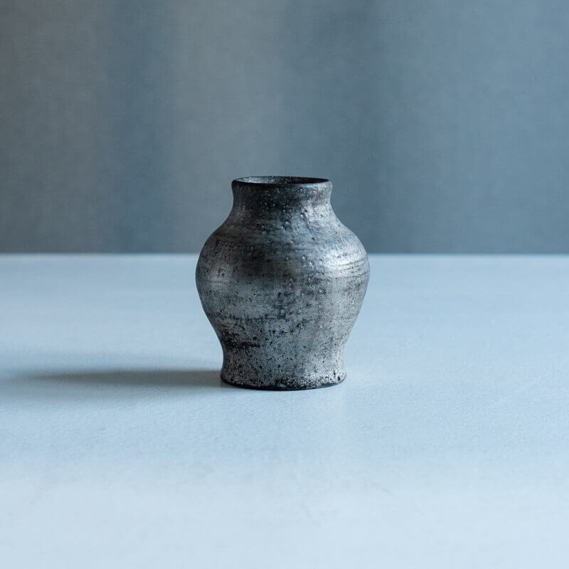 Haga Minoru: Buried Raku Small Jar, Silver, D