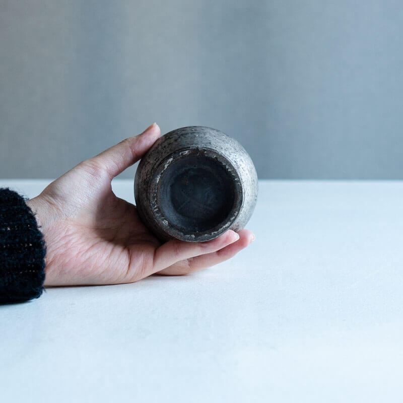 Haga Minoru: Buried Raku Small Jar, Silver, D