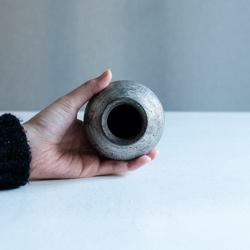 Haga Minoru: Buried Raku Small Jar, Silver, D
