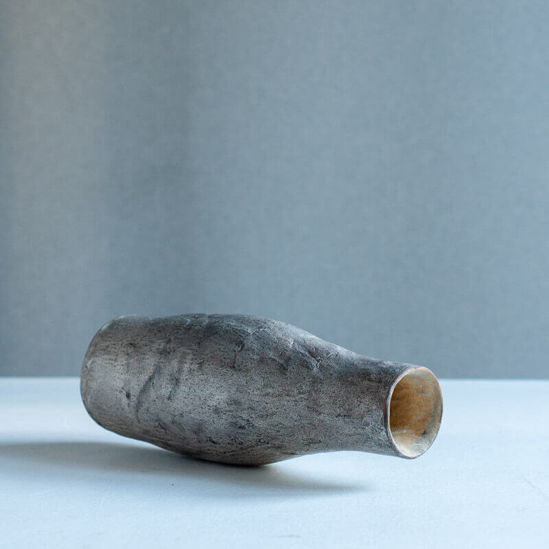 HAGA Minoru Buried Firing Silver Flower Vase A