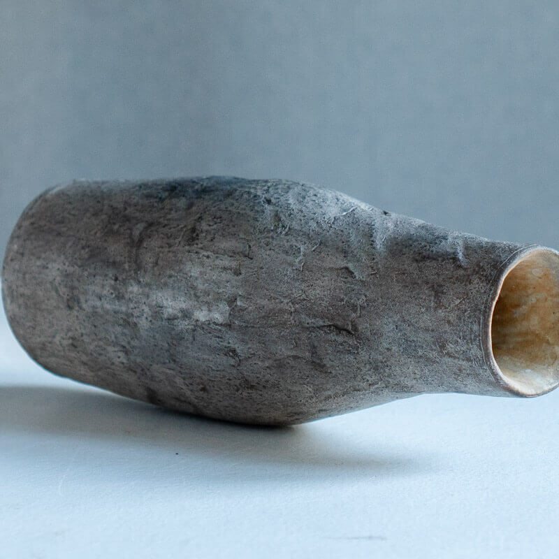 HAGA Minoru Buried Firing Silver Flower Vase A