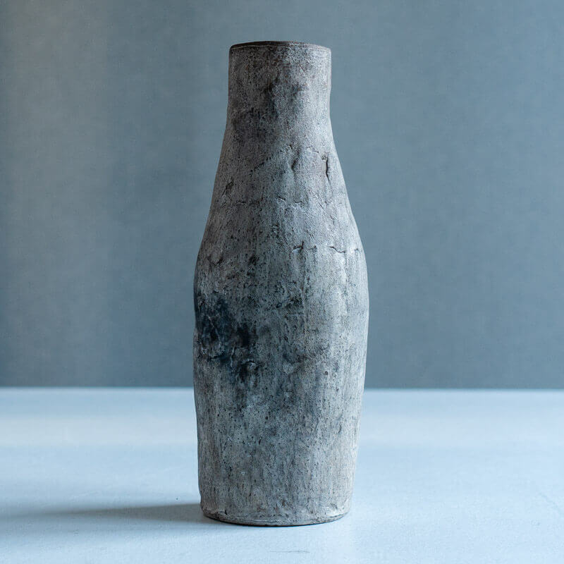 HAGA Minoru Buried Firing Silver Flower Vase A