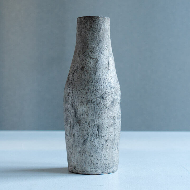 HAGA Minoru Buried Firing Silver Flower Vase A