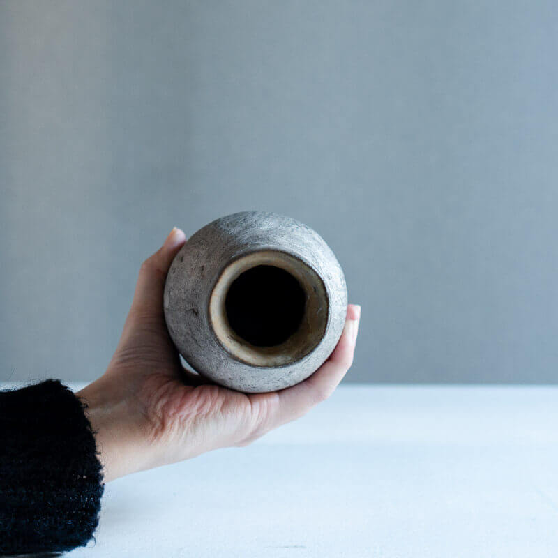 HAGA Minoru Buried Firing Silver Flower Vase A