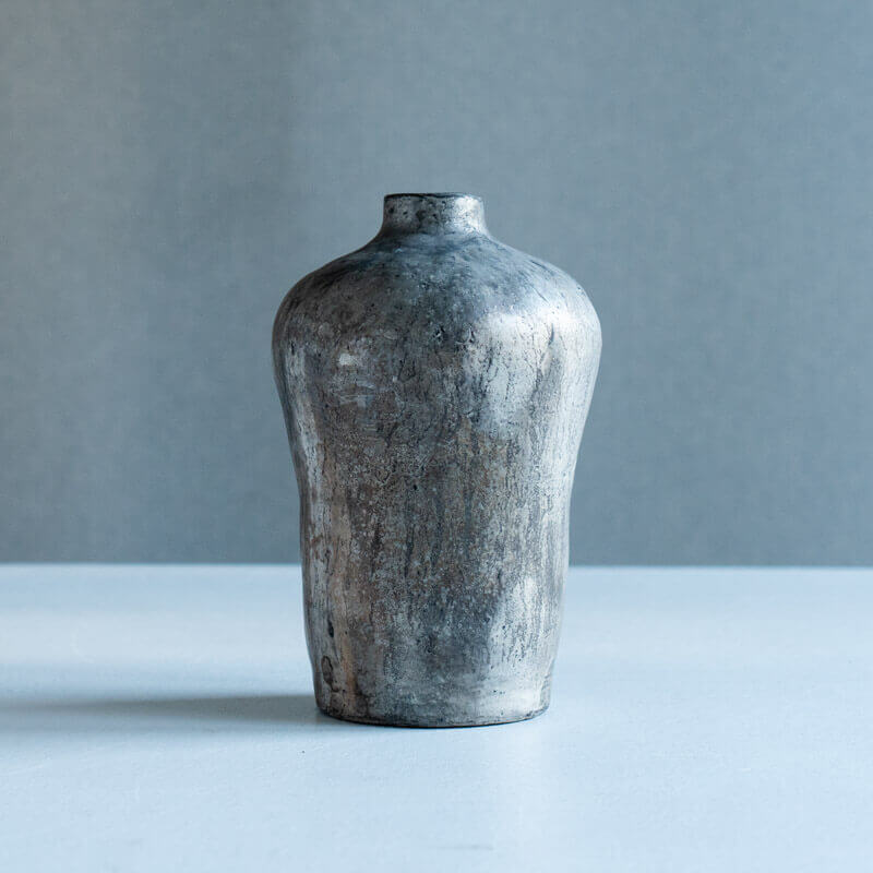 Haga Minoru: Buried Pottery, Silver, Flower Vase B