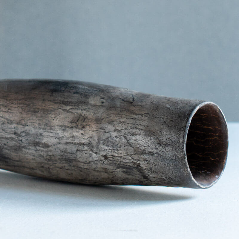 Haga Minoru: Buried-Fired Silver Flower Vase C