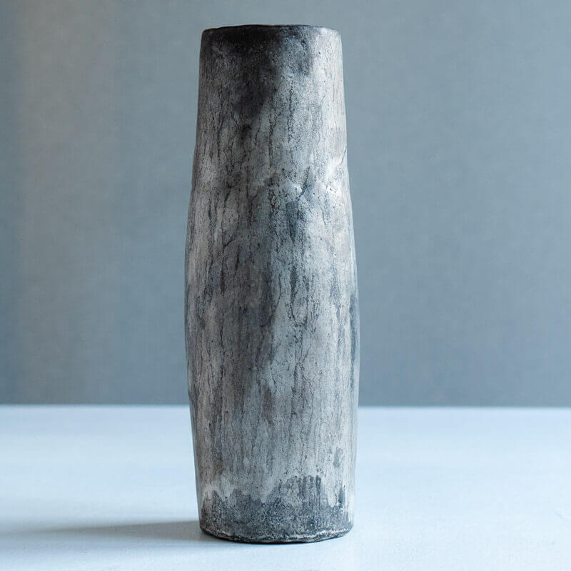 Haga Minoru: Buried-Fired Silver Flower Vase C