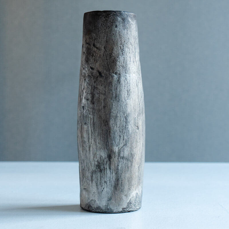 Haga Minoru: Buried-Fired Silver Flower Vase C