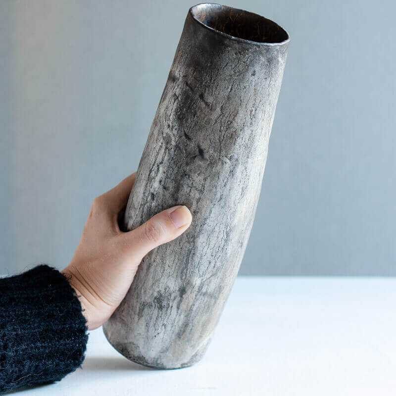 Haga Minoru: Buried-Fired Silver Flower Vase C