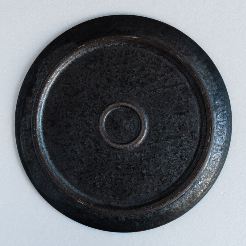 Haga Minoru Black and Silver Rimmed Plate 25cm B