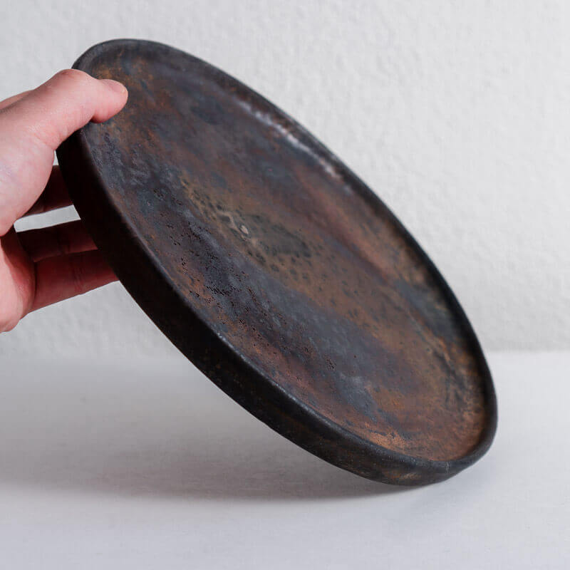 Haga Minoru Umeyaki Black Straight-sided Plate 25cm A