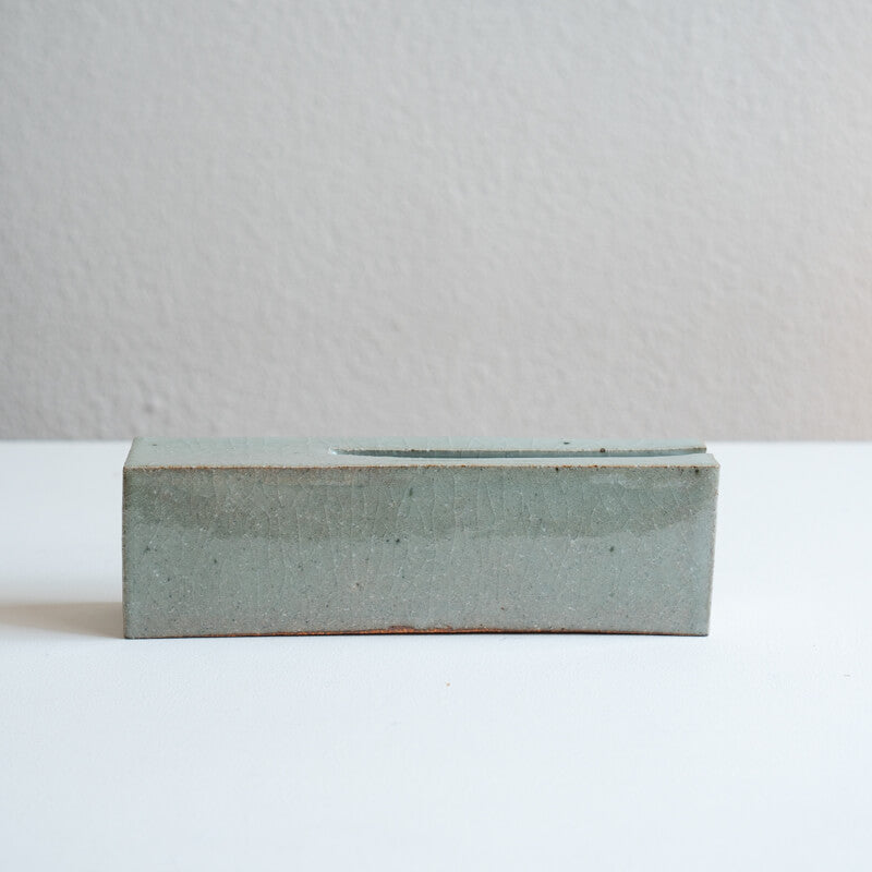 Tomoko Iwata Ash Glaze Grassy Vessel Cuboid A