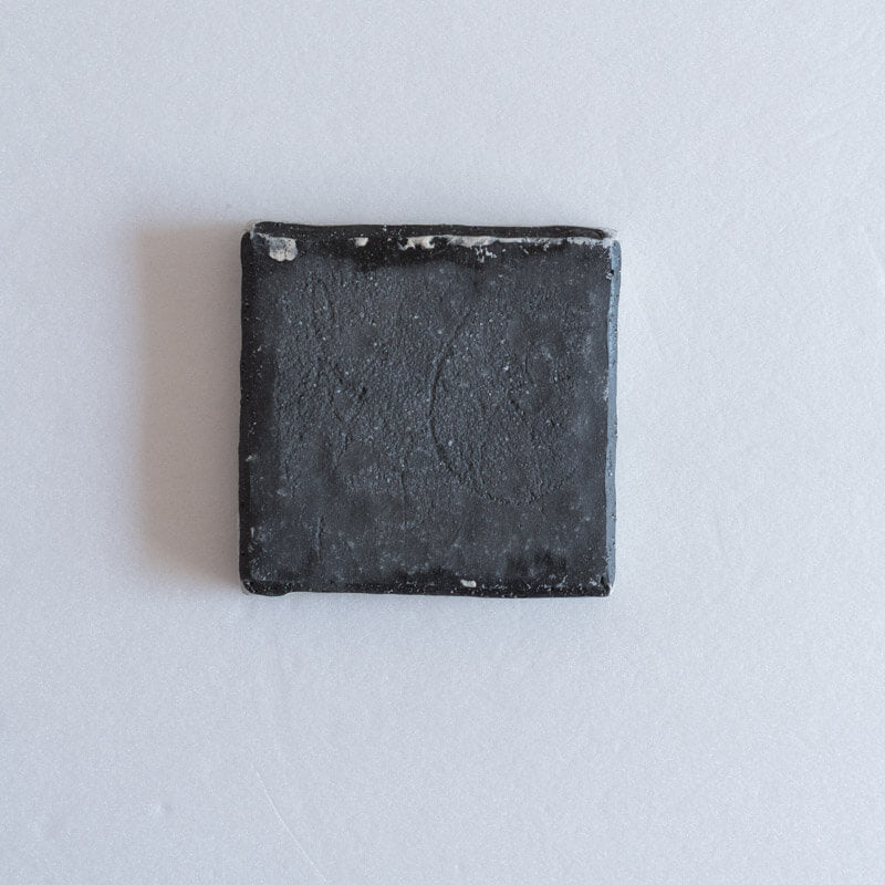 Kajiwara Taeko, White Slip, Black, Square Plate with Raised Rim, Hime