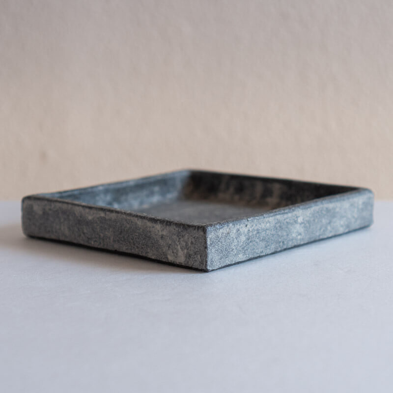 Taeko Kajiwara Black Kohiki Square Plate with Rim 13.5cm