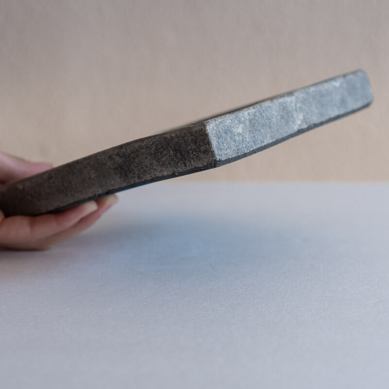 Kajiwara Taeko, White Glaze, Black, Square Plate with Rim, Medium