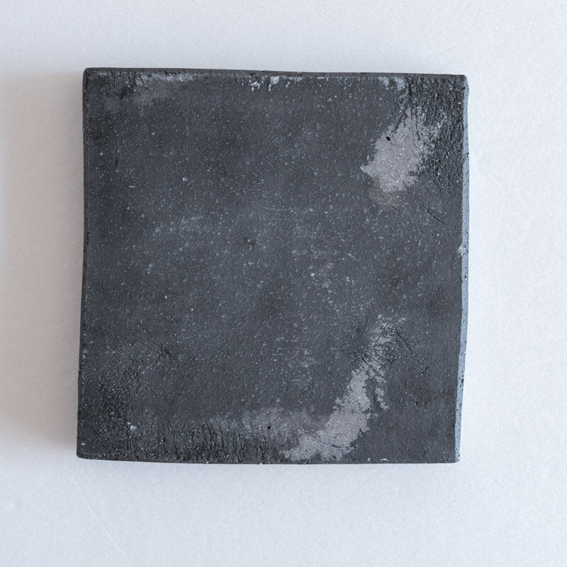 Kajiwara Taeko, White Glaze, Black, Square Plate with Rim, Medium