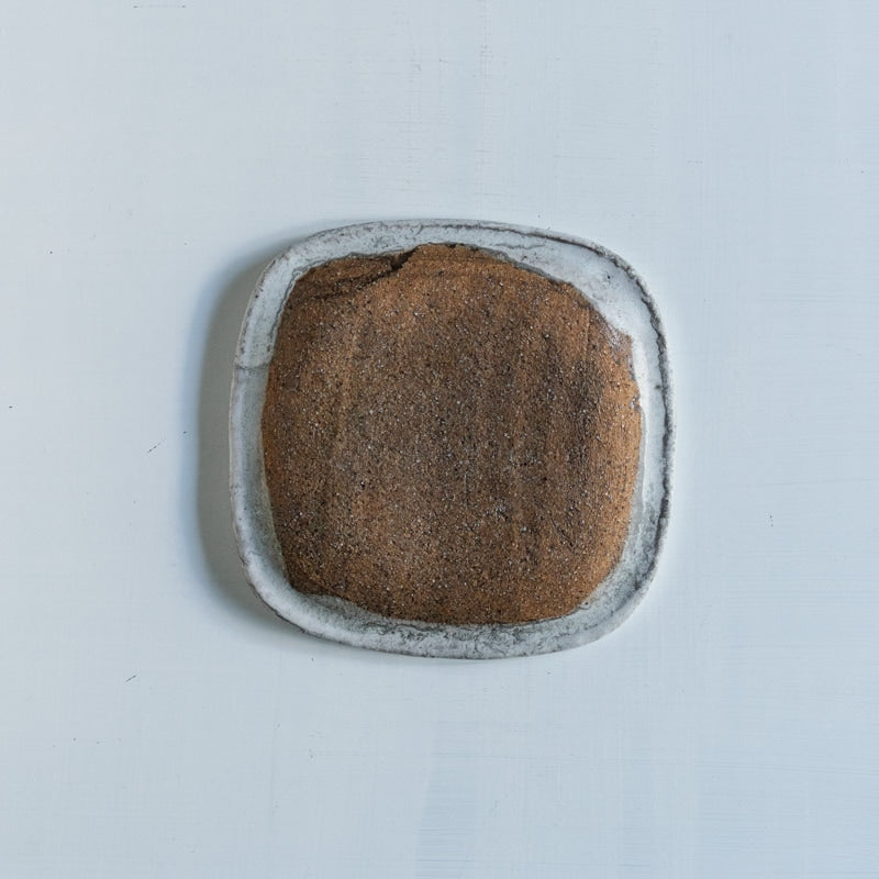 菊地亨 四角小皿 白墨 A