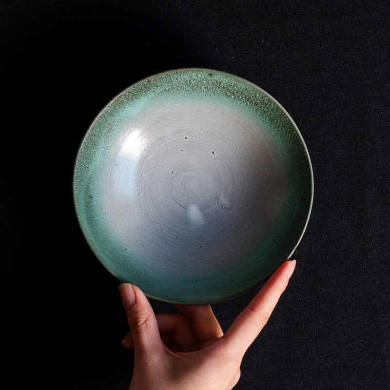 Etsushi Noguchi 5 sun bowl, green white