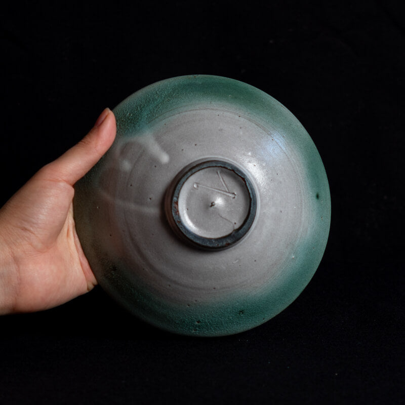 Etsushi Noguchi 5 sun bowl, green white