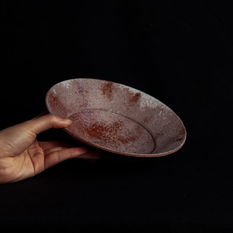 Noguchi Etsushi 6-sun Rimmed Bowl, Red