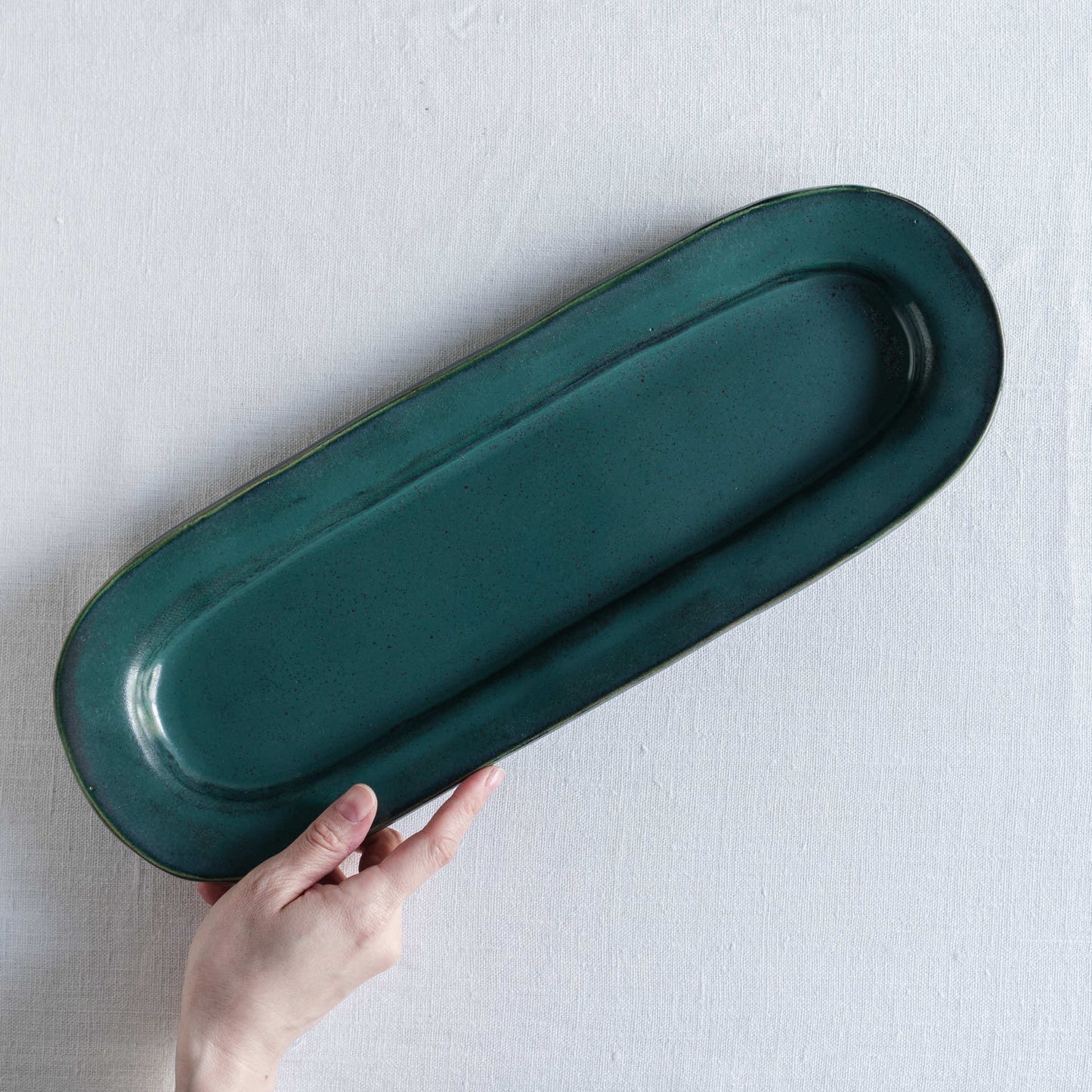 Yukiko Nagahama - Extra Long Plate, Green
