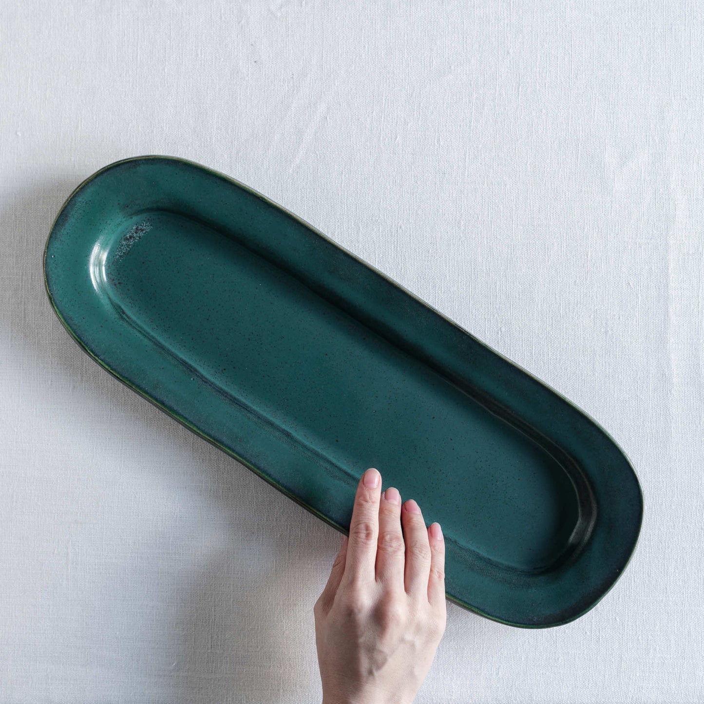 Yukiko Nagahama - Extra Long Plate, Green